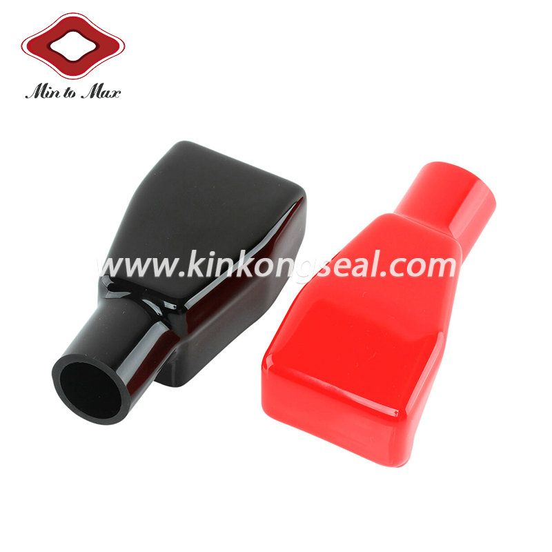 Soft Vinyl Red and Black Automotive Battery Terminal Cap