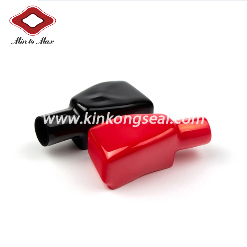 Soft Vinyl Red and Black Automotive Battery Terminal Cap